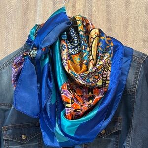 Vibrant large Silk wildrag or scarf.